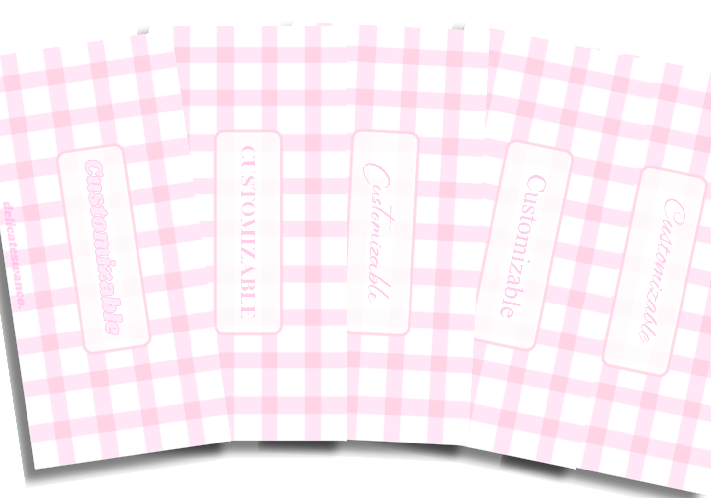 Pink Gingham Inserts Set of 5