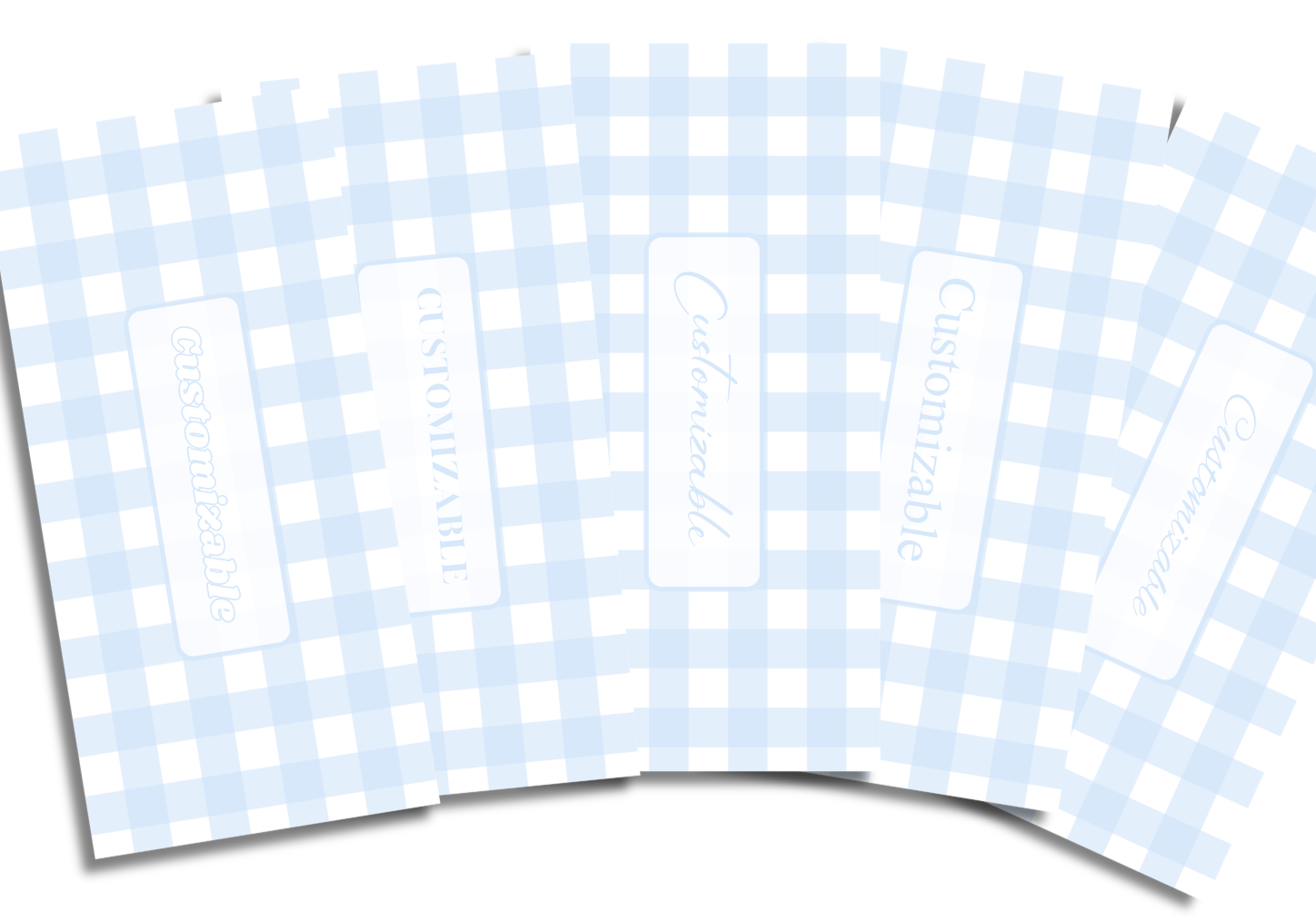 Blue Gingham Inserts Set of 5