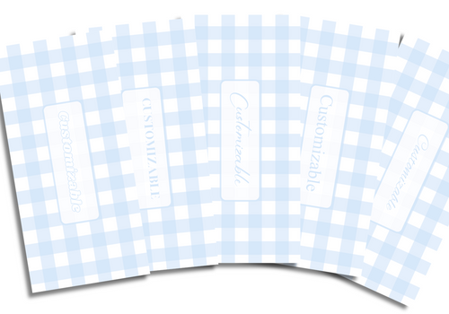 Blue Gingham Inserts Set of 5